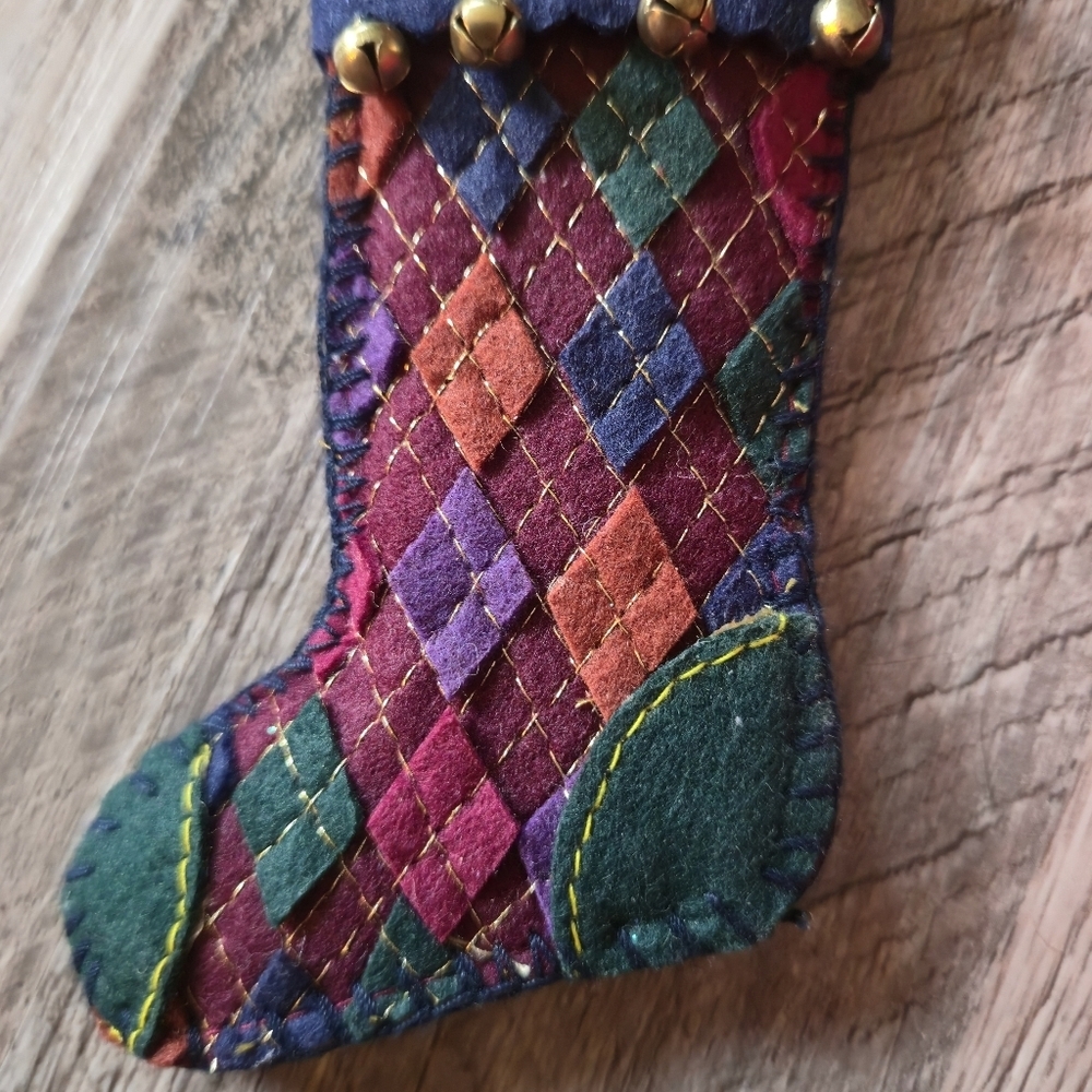 Hallmark Keepsake 2002 Dad Stocking Ornament Felt Argyle Christmas Sleigh - Picture 8 of 10